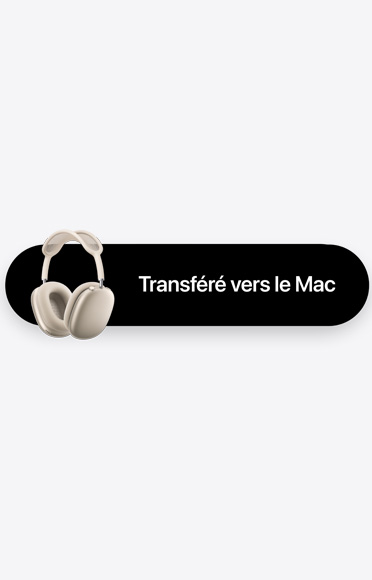 Des AirPods Max 2 comète avec la mention Transféré vers le Mac, pour illustrer le basculement automatique