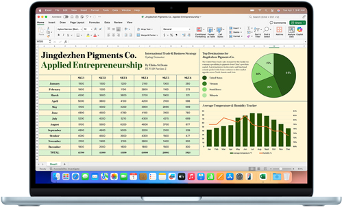 App Microsoft Excel en un MacBook Air