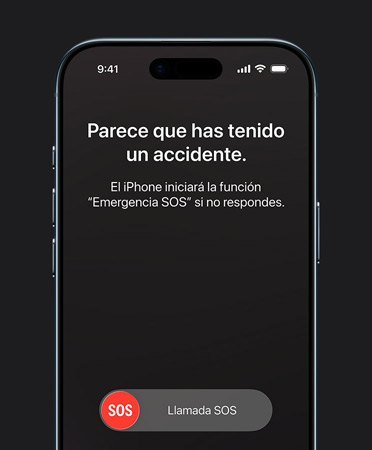 iPhone Air, parte delantera, prestación de detección de accidentes en uso