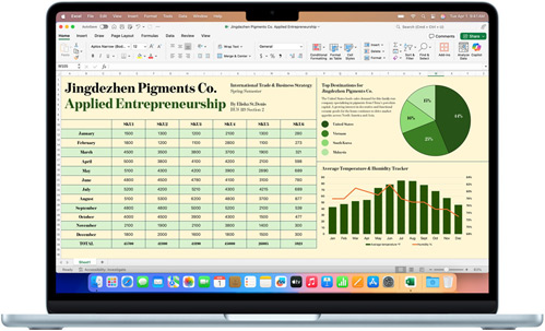 App Microsoft Excel su un MacBook Air