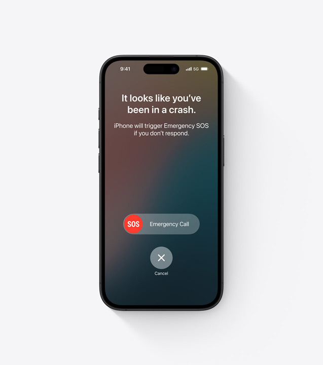 iPhonen näytölllä näkyy käytössä oleva Hätätila SOS