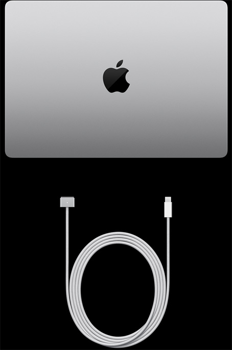 MacBook Pro 14 ιντσών. καλώδιο USB‑C σε MagSafe 3 και τροφοδοτικό