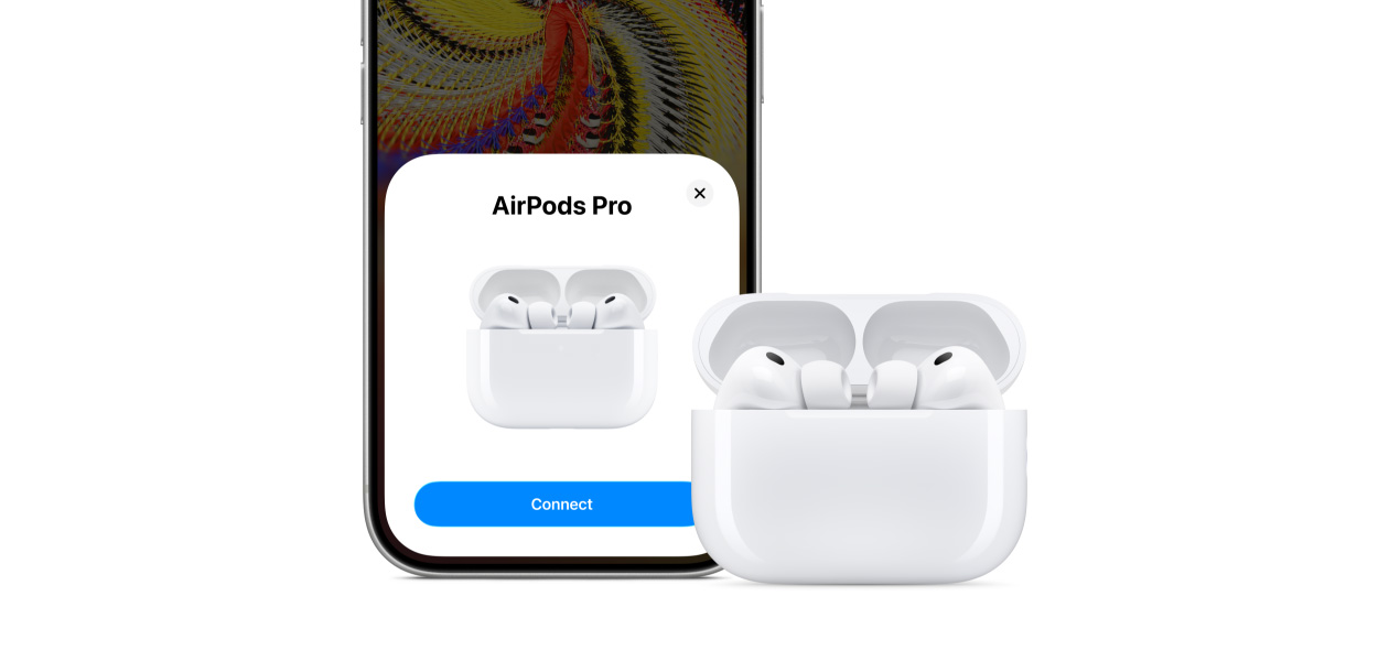 iPhone 17 Pro, Connectivity feature on screen, AirPods Pro 3 and MagSafe Charging Case (USB‑C)