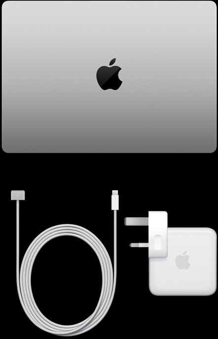 14 吋 MacBook Pro，USB-C 至 MagSafe 3 連接線和電源轉換器