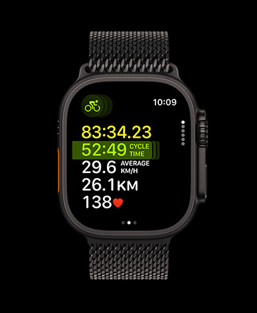 Apple Watch Ultra 3, black colour, titanium case, Multisport workout, strap, black Milanese Loop