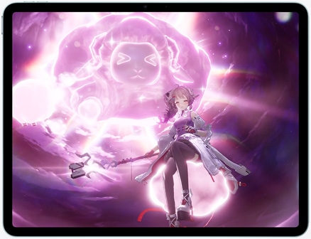 Przód iPada Air, na ekranie widać rozgrywkę z gry akcji Control