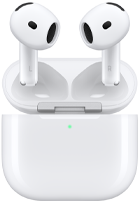 Carcasă de încărcare cu AirPods 4 plutind deasupra