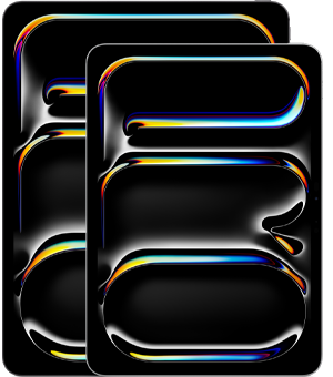 Vedere frontală a unui iPad Pro de 13 inchi și a unui iPad Pro de 11 inchi, evidențiind diferența de dimensiune.