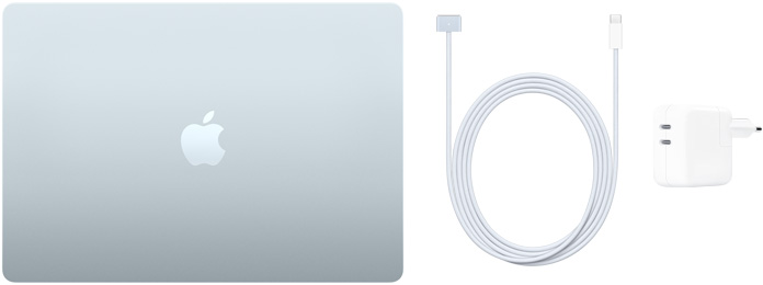 MacBook Air 15 дюймів, кабель USB-C / MagSafe 3 та динамічний адаптер живлення USB-C на 40 Вт