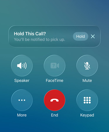 iPhone app showing Hold Assist feature in use