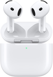 AirPods 4 Ladecase geöffnet, die AirPods schweben darüber.