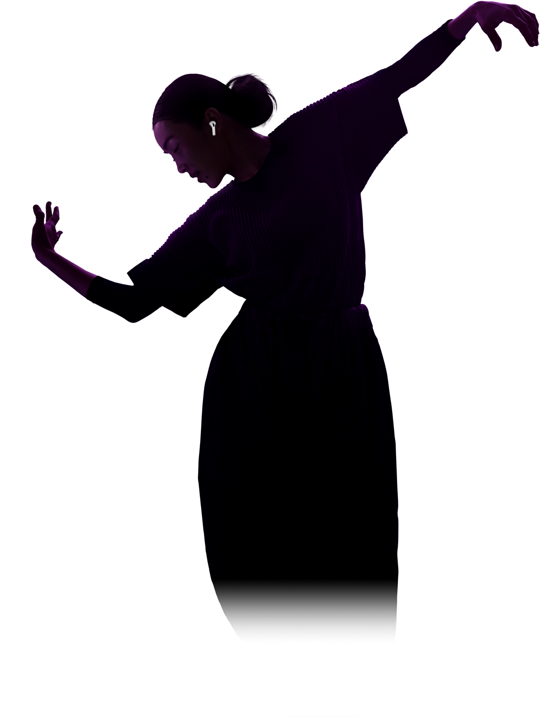 A dancer wearing AirPods 4