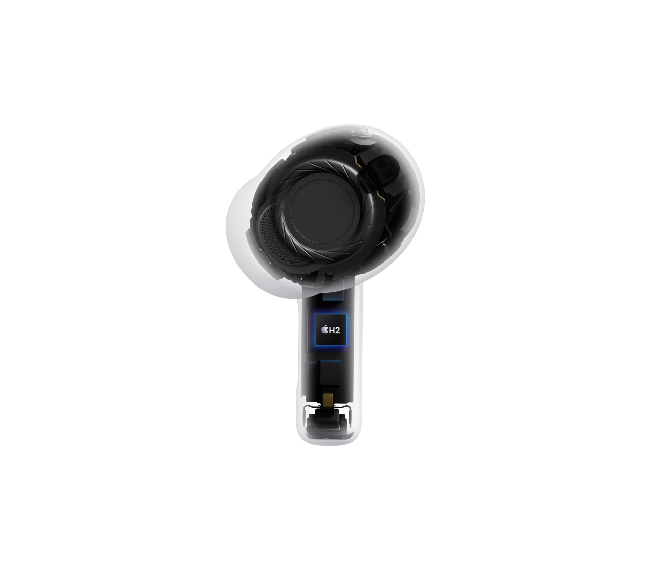 AirPods Pro 3, słuchawka bezprzewodowa, przekrój, konstrukcja wewnętrzna