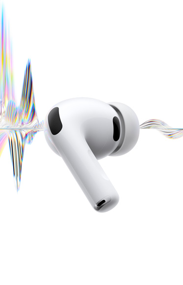 AirPods Pro 3 w kolorze białym, mikrofon z redukcją hałasu, silikonowa wkładka, krótka nasada