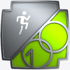 Fitness+ Award badge for 100 completed workouts, stick-figure person climbing up the number 100