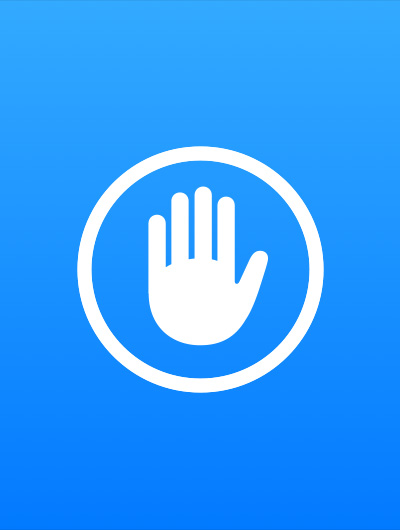 Symbol einer erhobenen Hand in einem Kreis