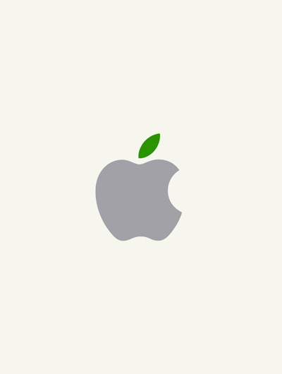 Graues Apple Logo mit grünem Blatt