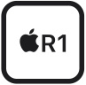 圓角方形圖案，內部是 Apple 標誌，旁邊顯示 R1 字樣