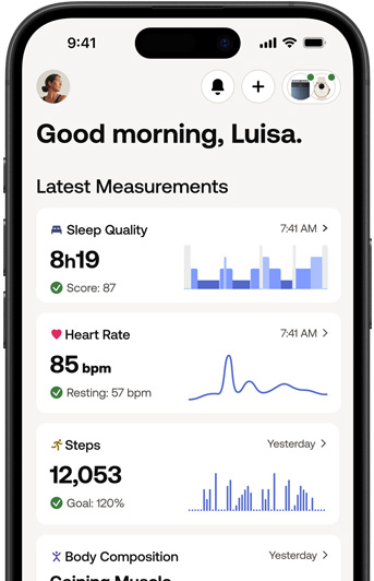 iPhone, das die Withings App zeigt.