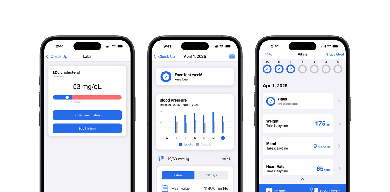 iPhone يعرض إمكانات تطبيق Corrie&nbsp;Health.‏