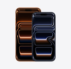 iPhone 17 Pro Max, front exterior, Cosmic Orange color, iPhone 17 Pro, front exterior, Deep Blue color