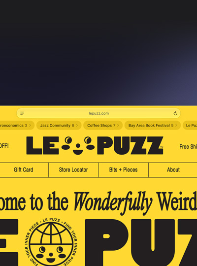 Safari Tabgruppen auf einem Mac Display mit Tabs für Jazz Community, Coffee Shops, Bay Area Book Festival