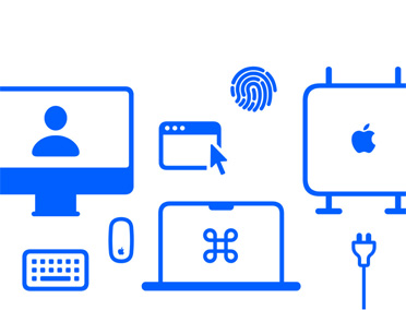 Logo für das Persönliche Setup mit verschiedenen Mac Symbolen wie einer Maus und einer Tastatur