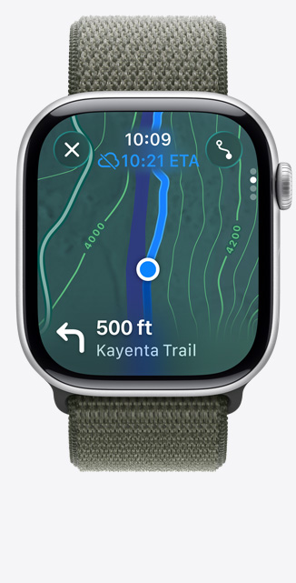 Apple Watch Series 11, Maps screen, hiking route